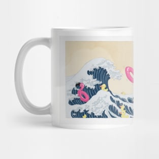 Big Wave vs. Rubber duck and flamingo Mug